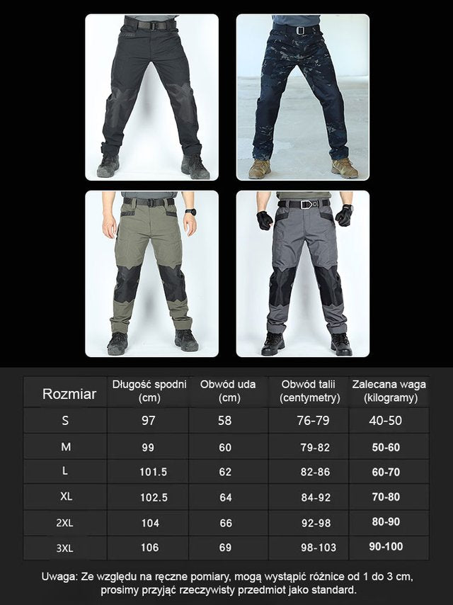 Męskie elastyczne wodoodporne spodnie taktyczne