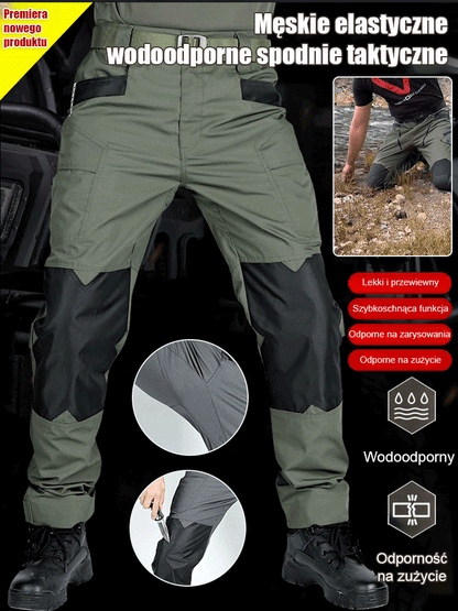 Męskie elastyczne wodoodporne spodnie taktyczne